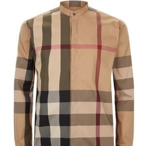 Burberry Beige and Red Check Dress Shirt